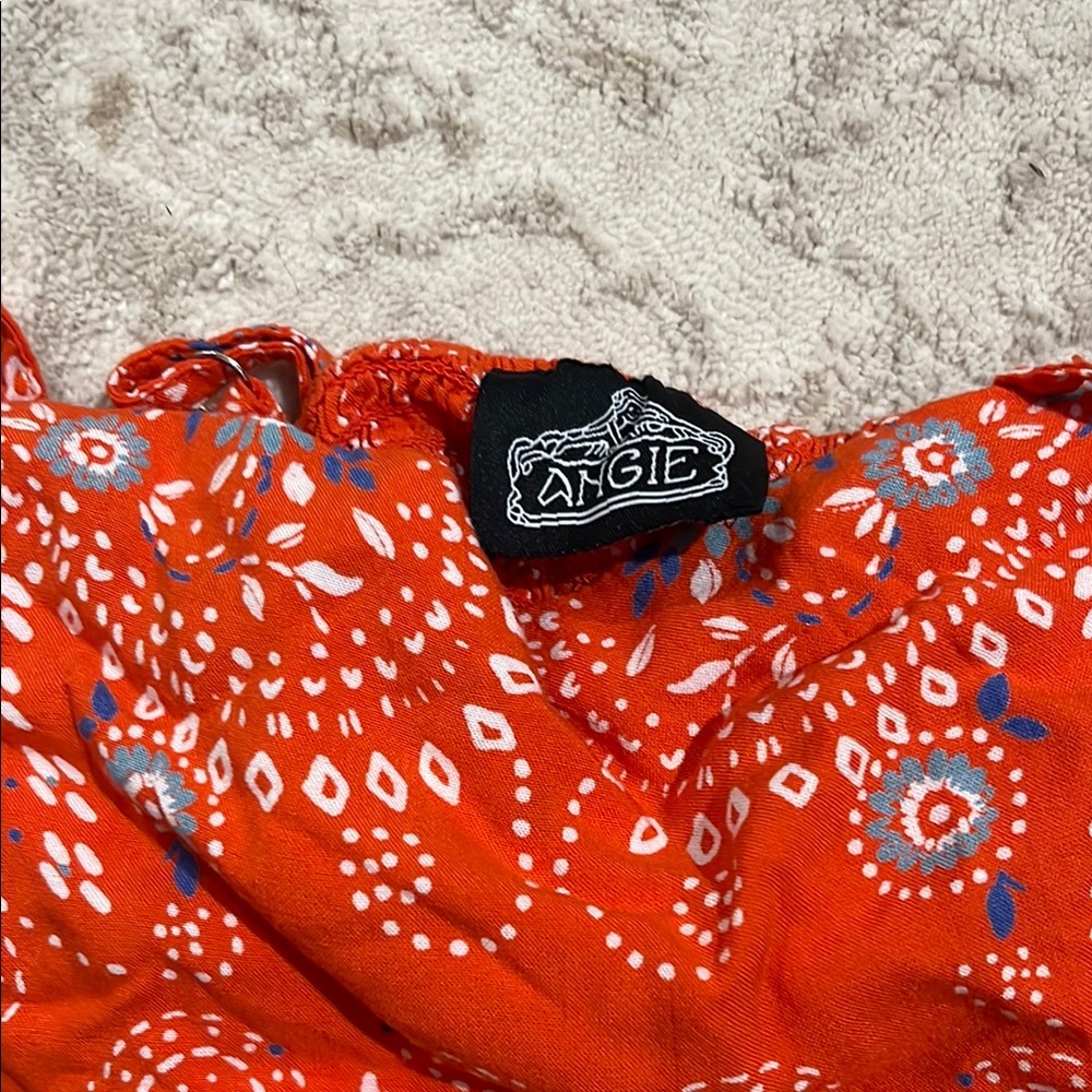 Angie Bright Orange Floral Blouse